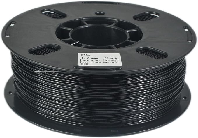RANKI Polycarbonate Filament 1.75mm 1KG, Outdoor Use Tough PC 3D Printer Filament, High Temperature Resistance, 1 KG Spool, (Black)