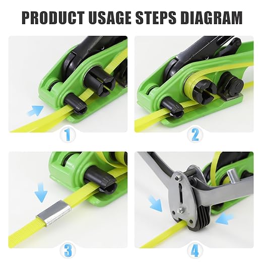 Heavy Duty Banding Strapping kit Contain 1/2" x3200" Polypropylene Packaging Straps & 100 Metal Seals 20 Plastic Edge Protectors Tensioner with Cutter Sealer Tool Glove
