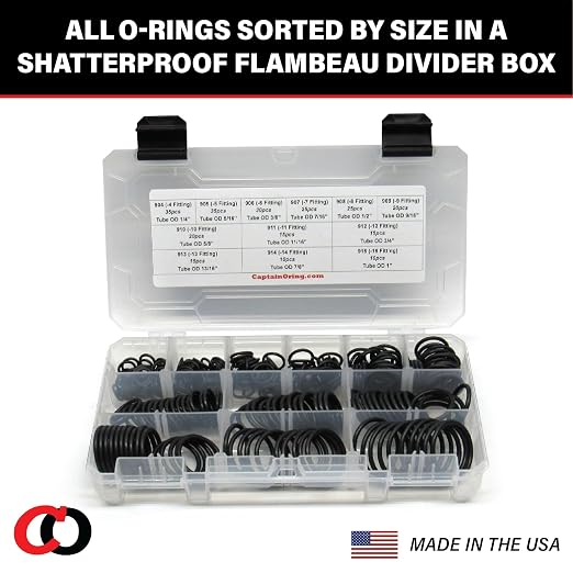Captain O-Ring - ORB BOSS Hydraulic Fitting SAE 900 O-Ring Seal Kit (Buna-N 70-255 Piece Kit, 12 Sizes)