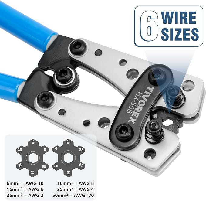 Battery Cable Lug Crimping Tool Kit for AWG 8-1/0 Electrical Lug, Wire Rope Crimping Tool for Aluminum Crimping Loop Sleeves up to 2.2mm