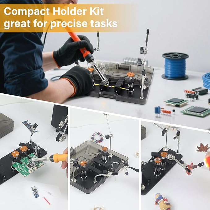 Magnetic Helping Hands Clamp Metal, Adjustable Third Hand Soldering Holder Stand For Small Electronics, Hobby DIY Craft,PCB Repair, Precise Work, Exclusive Dual-Head Ultra-Grip
