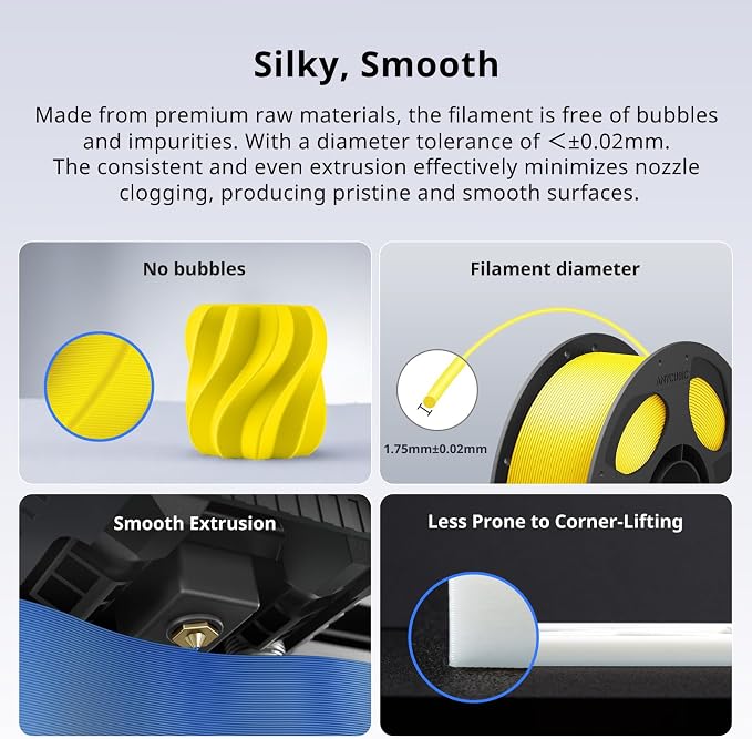 ANYCUBIC PLA Plus (PLA+), 3D Printer Filament 1.75mm, High Toughness 3D Printing Filament, Dimensional Accuracy +/- 0.02mm, Print with Most FDM 3D Printers, 1KG Reusable Spool, Yellow