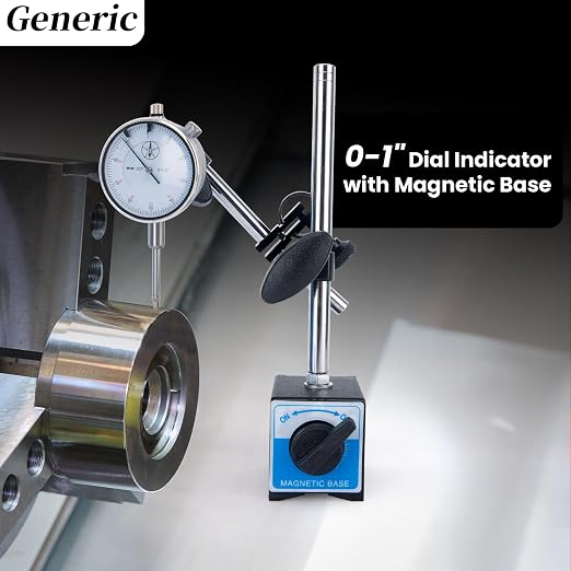 Dial Indicator with Magnetic Base 0-1.0" Precision Gauge, 0.001" Accuracy, Magnetic Dial Indicator Kit with Fine Adjustment for Machining, Maintenance, Inspection, DIY, Auto Repair (Blue, SAE 0-1")