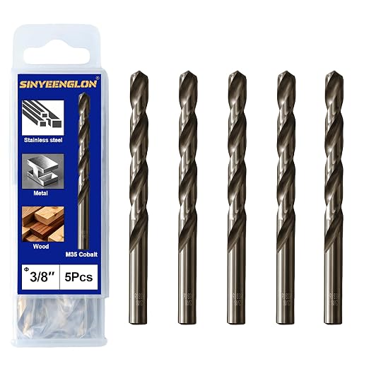 3/8 Cobalt Drill Bit for Metal and Hard Steel(5Pcs),M35 High Speed Steel Twist Jobber Metal Drill Bits,with Index Storage Case