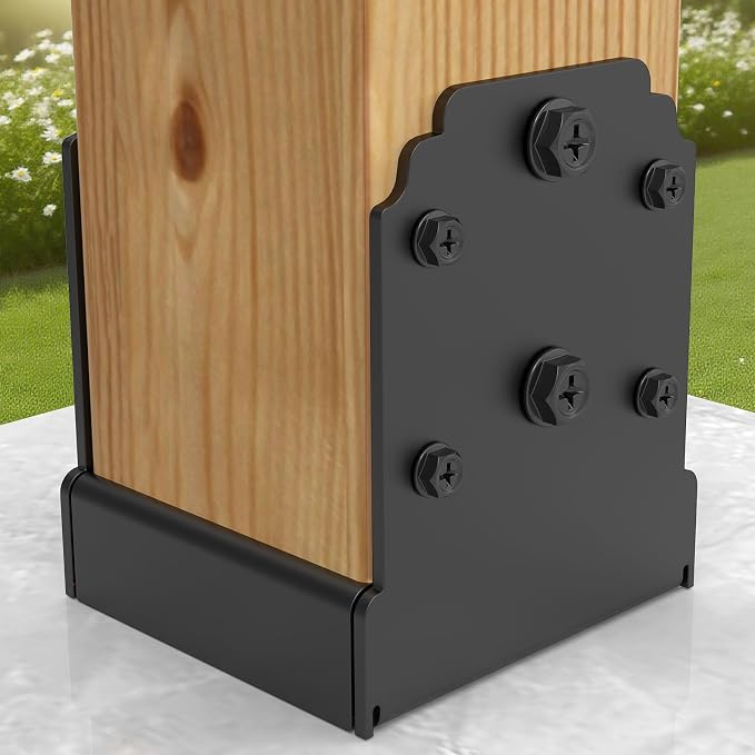 4X4 Post Base for Concrete, Heavy-Duty Post Deck Base Anchor for 3.5x3.5 Wood, Capacity: 10,000 Lbs , Post Base Holder for Deck Gazebo Pergola Porch, Includes Fastener & Screw (2 Pack)