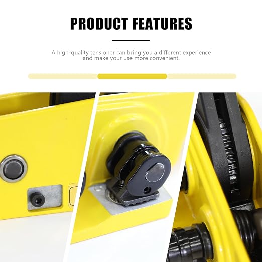 Heavy Duty Banding Strapping Tensioner & Cutter Manual Packaging Tools Windlass for 1/2"-3/4" Width Polyester Poly Strap(Accessory Upgrade,Yellow)