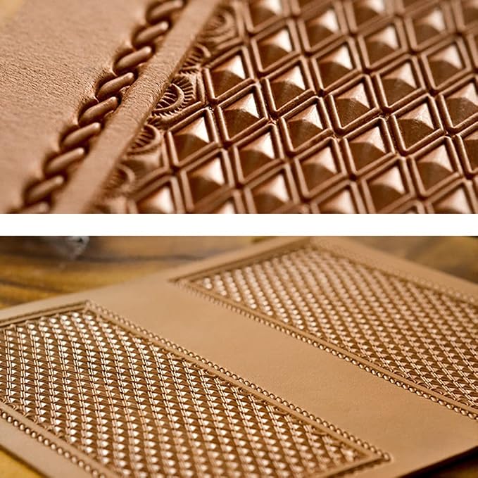 Singring Leather Stamping Tools Diamond Stamps 3D Geometric Pattern 304 Stainless Steel Stamp for DIY Leathercraft Carving Working (3pcs(S+M+L))