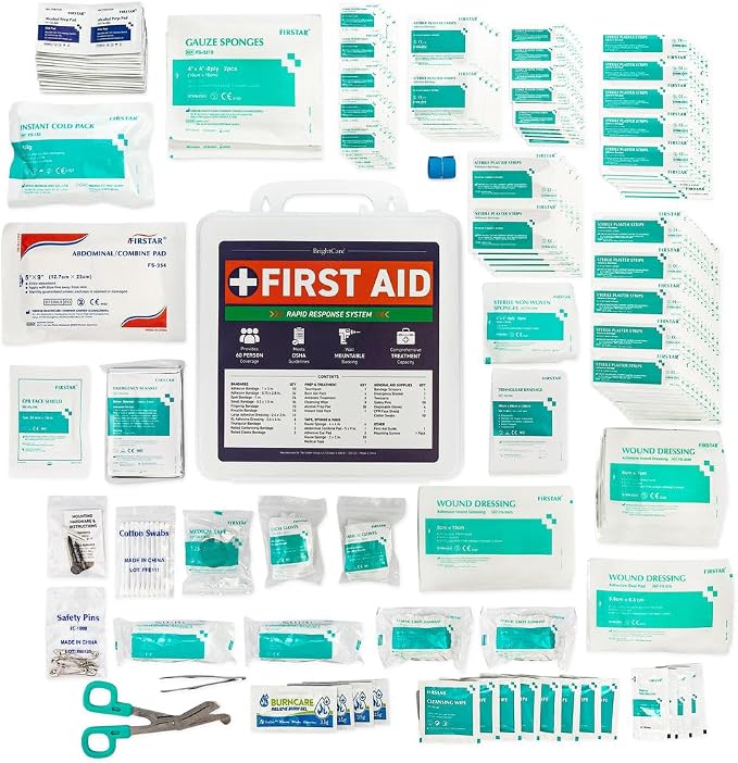 Professional First Aid Kit, Large, Wall Mount & Portable, OSHA Compliant | Wall Mountable & Portable, Hard Case, OSHA Compliant, For Workplace, Office, Restaurants, Work Vehicles, Retail