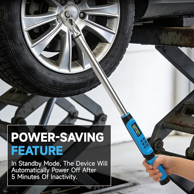 DISEN 1/2 inch Digital Torque Wrench (17-340 N.m / 12.5-250.8 Ft.lb), ±2% Accuracy, 4 Modes with Adjustable Limits, Blue/Red Alarm & Buzzer, 5 Units, for Automotive Motorcycle Bicycle Repair