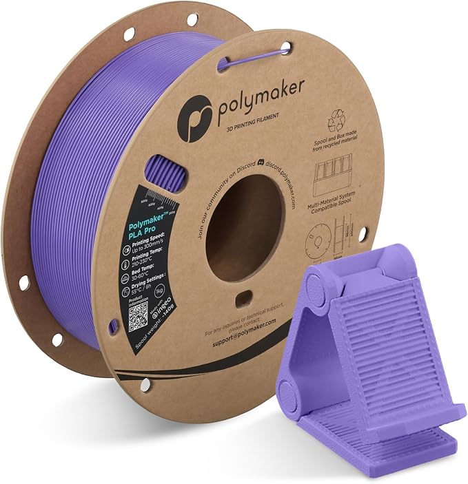 Polymaker PLA Pro 3D Printing Filament Purple 1.75mm 1KG, High-Impact Tough PLA, Fast Printing up to 300mm/s, High Speed New Formula, Easy to Print on Most FDM Printers, No Enclosure Required