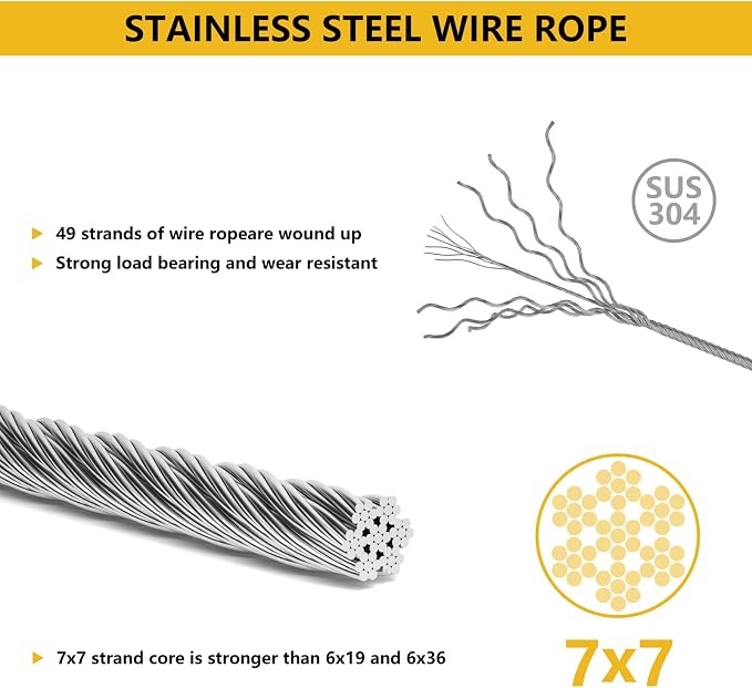Sanuke Wire Rope Crimping Tool Kit, Professional Wire Rope Crimper and Cutter with 328ft 1/16" Steel Cablefor Aluminum Oval Sleeves, Double Sleeves, Crimping Loop Sleeves from 3/64-inch to 1/8-inch