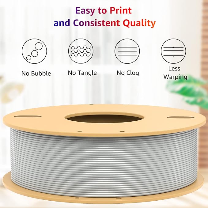 PLA+ 3D Printer Filament 1.75mm No Tangle, Neatly Wound Filament Net Weight 250g Spool, PLA Pro Plus,Silk Silver