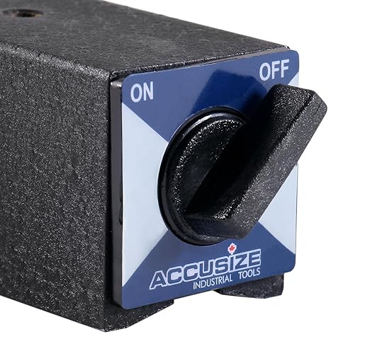 Accusize Magnetic Base, 264 lb Pull, Fine Adjustment (Pack of 2) | On/Off Switch, V-Groove Bottom, M8 x 1.25 mm Tapped Hole, 4.645" x 1.968" x 2.165", VMP_6010-0141FBA_2_PK