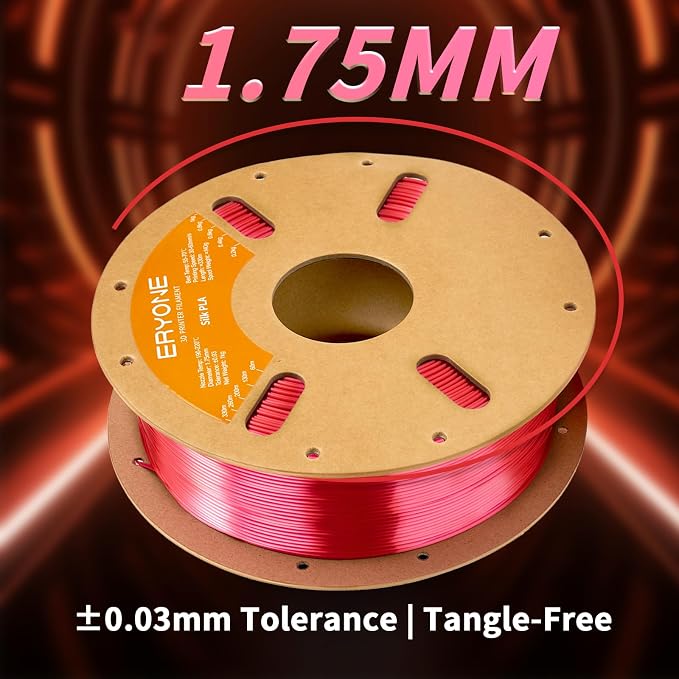 ERYONE Silk PLA Filament for 3D Printer, 1.75mm +/- 0.03mm, 1kg (2.1LBS)/Spool, Silk Metallic Fuchsia