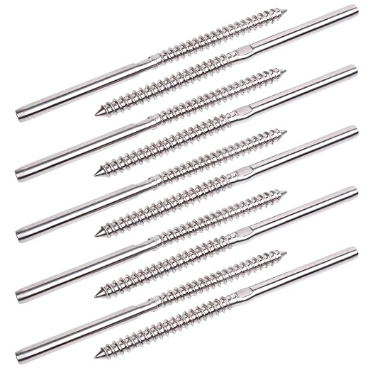 BLIKA 40 Pack T316 Stainless Steel Right&Left Handed Thread Swage Lag Screws for Wood Posts of 1/8" Deck Cable Railing Kit, Wire Railing Kit for Decks with Wrench, DIY Wood Baluster