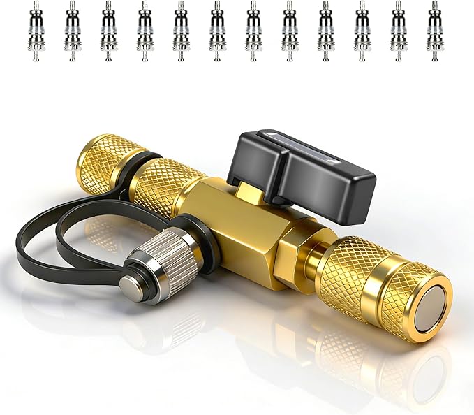 2026 Upgrade Vacuum-Rated Valve Core Removal Tool, 2 Sizes 1/4 inch and 5/16 inch, For A2L Refrigerant, Mega Flow Vacuum-Rated Core Removal Tool,20 Microns Vacuum,Fast Recovery&Evacuation,Metal Handle