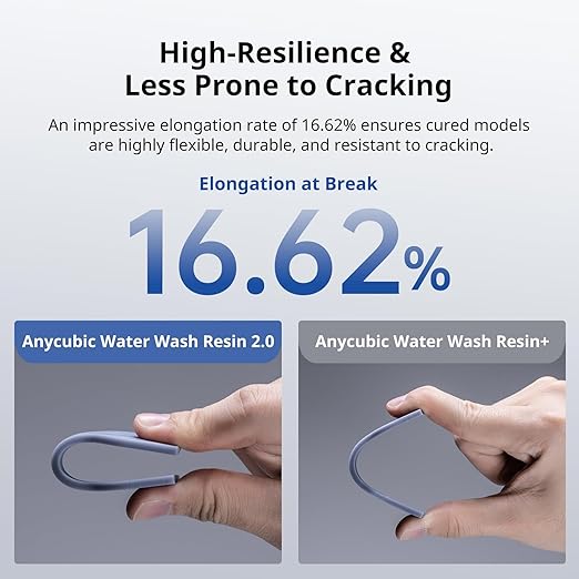 ANYCUBIC Upgraded Water Washable 3D Printer Resin 2.0, 405nm High Precision 3D Resin, Low Shrinkage Photopolymer Resin for 4K/8K/12K Capable LCD DLP Resin 3D Printer Printing (Grey, 1000g)