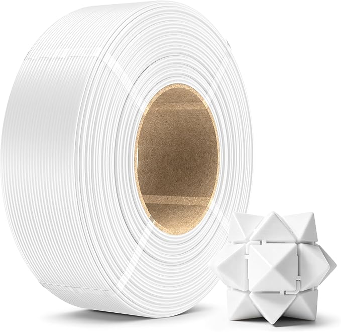 SUNLU PLA+2.0 3D Printer Filament Refill 1.75mm, 1KG White | High Toughness PLA+ Filament, No Spool Refill for Reusable Spools, Compatible with Bambu Lab 3D Printers, White
