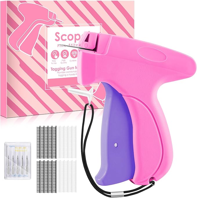Stitch Gun for Clothes - Handheld Stitch Gun Quick Clothing Fixer - Tagging Gun - Includes 6 Needle, 1000 Black Fasteners & 1000 White Fasteners