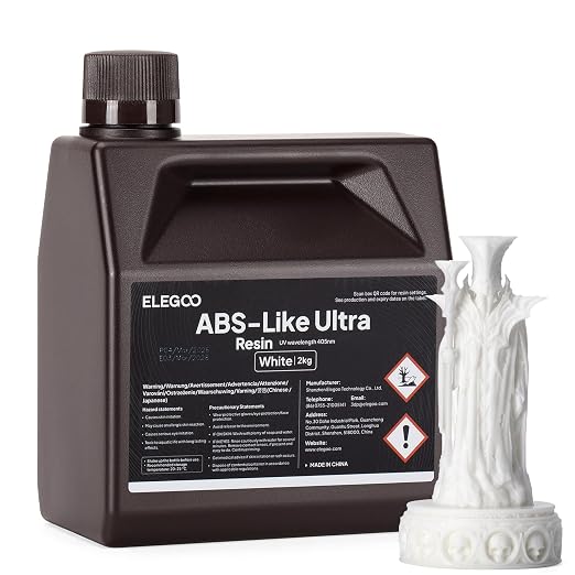ELEGOO ABS-Like Ultra Resin with Extra Strength and Toughness, Compatible with MSLA/DLP/LCD Resin 3D Printer, Perfect 3D Printer Resin for Tool Application, White 2000g