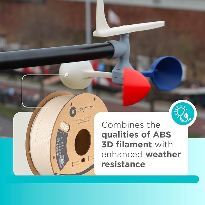 Polymaker ASA Filament 1.75mm Natural, 1kg ASA 3D Printing Filament, Heat & Weather Resistant - ASA 3D Printer Filament Perfect for Printing Outdoor Functional Parts