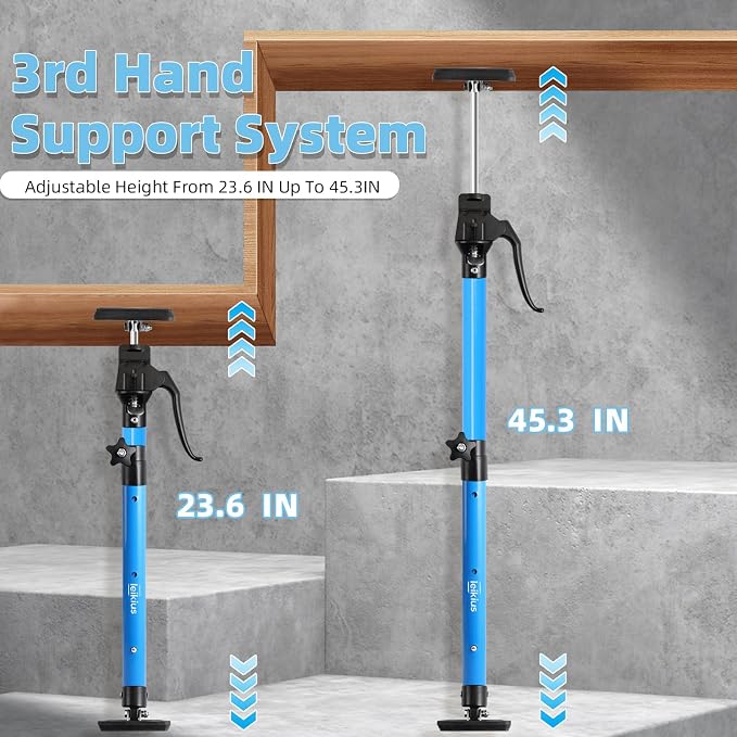 Aluminum Handle Cabinet Jack for Installing Cabinets 1PC,23.6-45.3 Inches 200LB Load Capacity Hand Support System,Premium Adjustable Cabinet Lift Jack&Support Pole,Perfect for DIY Enthusiasts