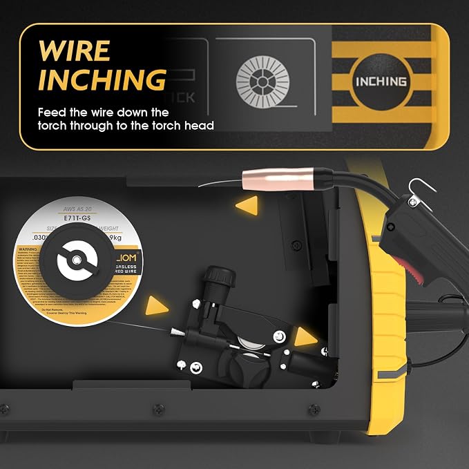 TOOLIOM 135A Gasless Flux Core MIG Welder 110V MIG Welder Flux MIG/Lift TIG/Stick 3 in 1 Welding Machine IGBT DC Inverter with LCD Display