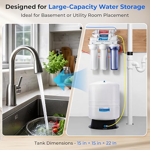 iSpring T11M 11 Gallon Pre-Pressurized Water Storage Reverse Osmosis Systems ro Tank, White