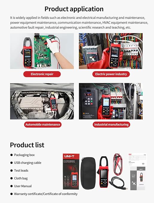 UNI-T UT217B Oscilloscope clamp Meter,1000VAC/DC Voltage Tester,5MS/s Sampling Rate,1MHz Bandwidth,20000 Counts TRMS Current clamp, Resistance,Capacitance,Continuity Test,with 2.8 inch LCD Display