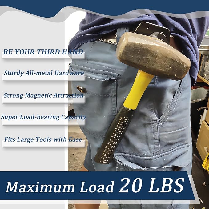 Magnetic Tool Holder, Full Metal Magnetic Belt Clip Holster for Screws, Nails, Hammer, Pliers, Spanner, Sockets, and Any Magnet Hardware, Great for Electricians, Plumbers, Carpenters, Gift for Men/Dad
