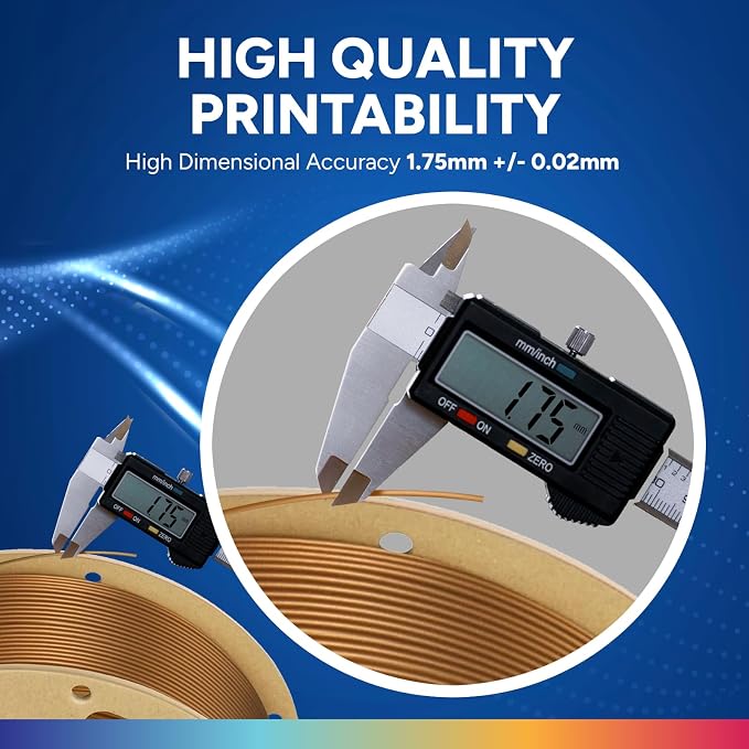 OVERTURE PLA Plus (PLA+) Filament 1.75mm, Stronger & More Durable, Professional Toughness 3D Printer Filament 1kg (2.2lbs), High Precision +/- 0.02mm, Tangle-Free (Copper)