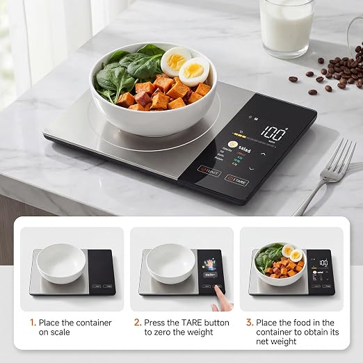 Smart Nutrition Food Scale with App, Color TFT Display for Calorie & Macro Tracking, Tracks 24 Nutrients, 1g/0.1oz Precision, 11lb/5kg Digital Kitchen Scale for Weight Loss, Keto & Meal Prep
