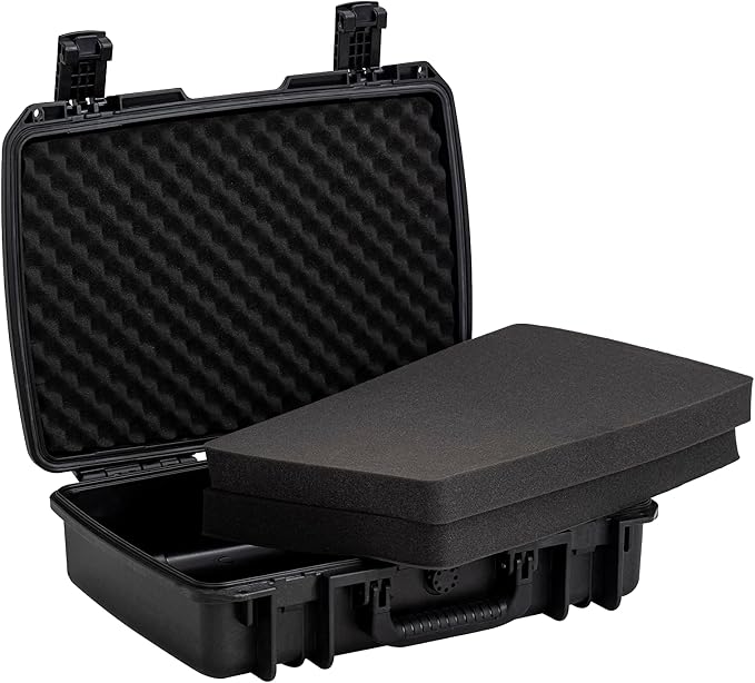 MEIJIA Premium Waterproof Hard Camera Case,Hard laptop Case, Hard Case with customizable fit foam,Full Protection with Light&Convenient Design,20.01"x14.7"x5.75",Elegant Black