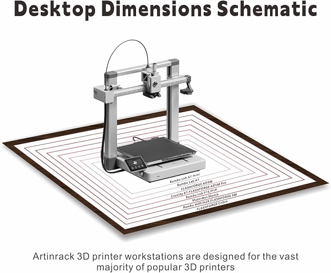 2026 Upgraded AC4 Heavy Duty 3D Printer Table Stand with High Density Polymer Vibration Damping Pads, 4 Tier 3d Filament Storage Rack with Wider Wheels for Home Office, Workshop Studio