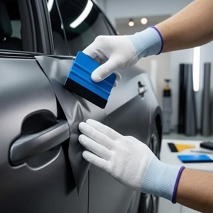 Spanno Vinyl Wrap Tool Kit Window Tint Vinyl Wrap Installation Kit, Include Felt Squeegee, Heat Gun, Utility Knife, Wrapping Bag, Water Blade, (10 Pcs Tinting Kit)