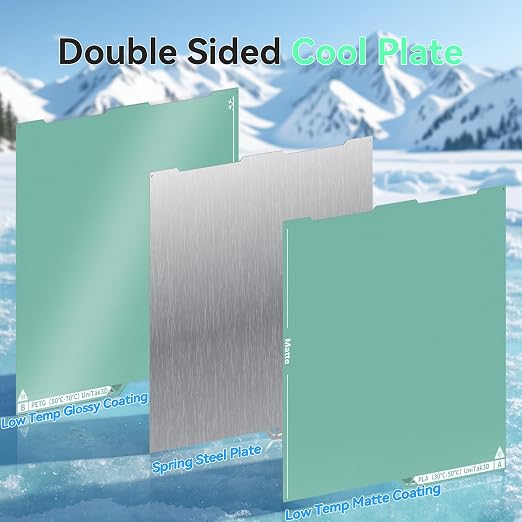 Energy-Saving Kobra 3 Cold Build Plate 256*268mm Double Sided Glossy+Matte Low-Temperature Strong-Adhesion Platform Compatible with ANYCUBIC Kobra 3&Kobra 3 V2 Combo 3D Printers(No Glue Required)-1PCS