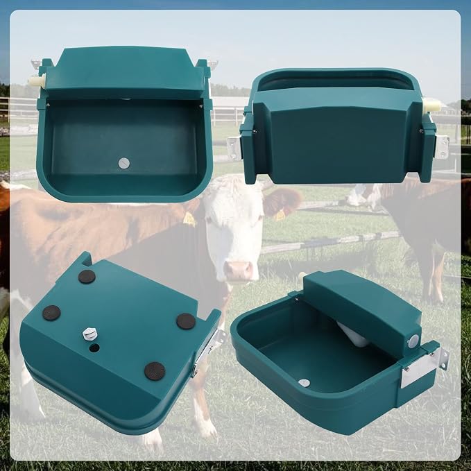 8L Automatic Animal Drinking Water Bowl with Float Valve & Drain Hole, Plastic Self Filling Livestock Water Trough,Large Outdoor Dog Water Dispenser for Chicken,Goat,Horse,Pig,Cow (Bowl&Pipe)