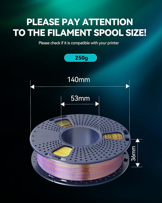 SUNLU Silk Triple Color PLA Filament Bundle Muticolor, Neatly Wound Shiny Silk 3D Printer Filament 1.75mm ±0.02mm, Individually Vacuum Packed, 0.25kg per Spool, 1kg in Total, 4 Pack.