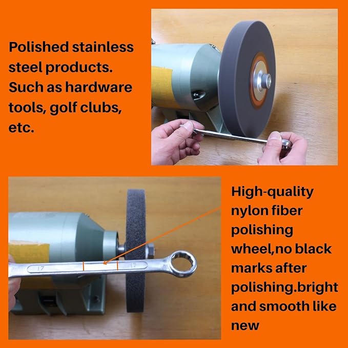Deburring Wheels Nylon Fiber Buffing Wheel 6 inch 9P Hardness 5 pcs. Polishing Stainless Steel, etc. Silicon Carbide Abrasive. For Bench Grinder Polishing Machine. 1/2 inch Arbor, 180 Grit