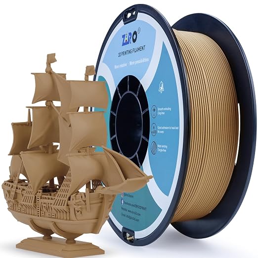 ZIRO Matte PLA Filament 1.75mm, Pure Color No-Shine 3D Printer Filament, High Toughness 3D Printing Material, Wood (Matte)
