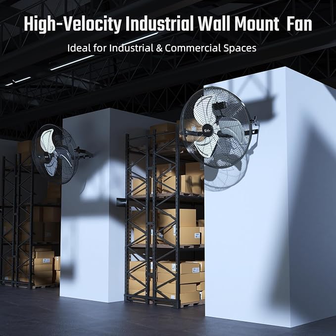 Simple Deluxe 18 Inch Industrial Wall Mount 3 Speed Commercial Ventilation Metal Fan for Warehouse, Greenhouse, Workshop, Patio, Factory and Basement(Black)