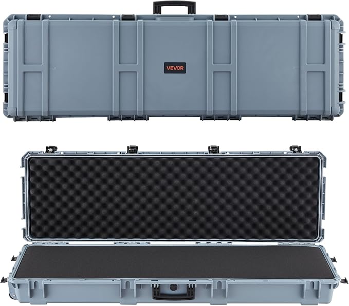 VEVOR Rifle Case, Rifle Hard Case with 4 Layers Fully-protective Foams, Lockable Hard Gun Case with Wheels, IP67 Waterproof & Crushproof, for Rifles or Shotguns