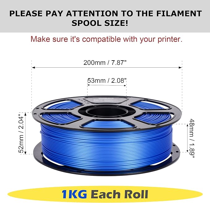 6KG Silk PLA Filament Bundle 1.75mm, Silky Glossy 3D Printer Filament Pack, Dimensional Accuracy +/- 0.02mm, Neatly Wound, No Clogging, Shiny 3D Printing Filament Set, 1kg/roll, 6 Rolls