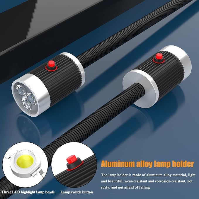 12T Magnetic Work Light, Led Machine Light, 23inFlexible Gooseneck lamp with Strong Magnetic Basefor Lathe Milling Drill Press Industrial Lighting 120V
