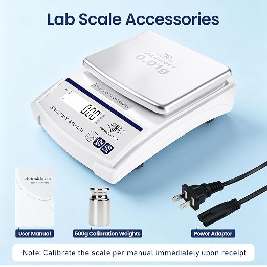 Lab Scale 2000gx0.01g, Digital Gram Weight Scale for Jewelry，Coin & Gold | 0.01g Accuracy Gram Scale, LED Backlit Display, g/oz/ct/ml Conversion, Counting & Tare Function, Laboratory Balance