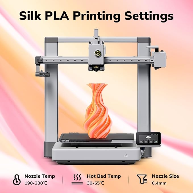 AMOLEN Silk PLA 3D Printer Filament, Dual Color Pink Orange PLA 1.75mm, Shiny Color Change Filament 3D Printing PLA Filament for Most FDM 3D Printer, 1kg Spool(2.2lbs), Peach Orange