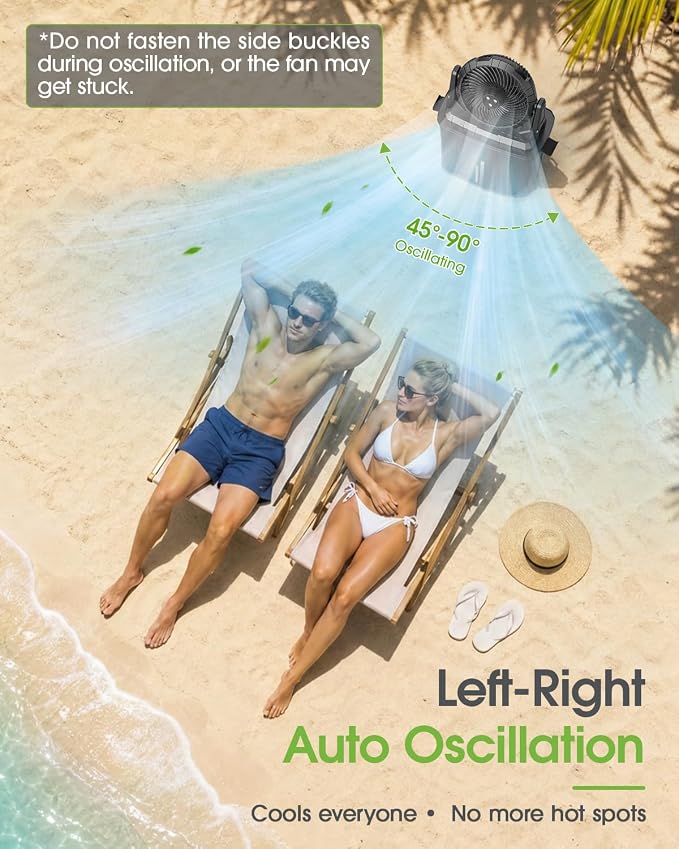 Ausic 2026 Upgraded 10″ 9L Oscillating Portable Misting Fan With Light, [Max 55Hrs] Golf Cart Mister Fan for Outside Patios, Outdoor Rechargeable Battery Operated Water Cool Fan-3 Spray Misters