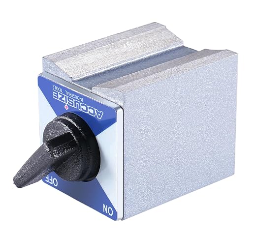 Accusize Magnetic Base, 176 lb Pull, 6010-0121 | On/Off Switch, V-Groove Bottom, M8 x 1.25 mm Tapped Hole, 2.362" x 1.968" x 2.165"