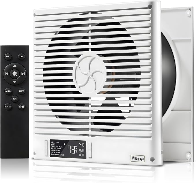 8" Room to Room Air Transfer Fan with Remote, 320CFM Through Wall Fan | 8" Room to Room Fan with Temperature Control, Reversible Airflow Design, 10 Speeds, Quiet Balance Exhaust Vent for Bedroom