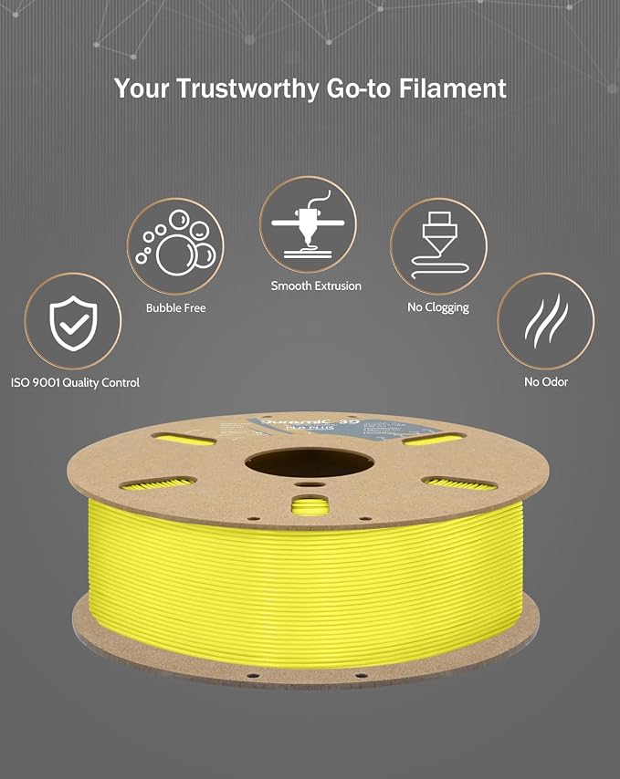 DURAMIC 3D PLA+ Printer Filament 1.75mm PLA Plus Neatly 2Kg Spool(2.2lbs) | PLA Pro Tougher and Stronger, Dimensional Accuracy Probability +/- 0.02mm Light yellow